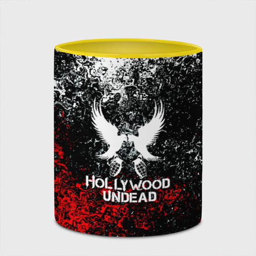 Кружка с полной запечаткой Hollywood Undead, цвет белый + желтый - фото 4