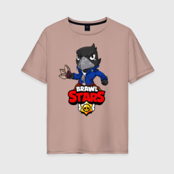 Женская футболка хлопок Oversize Brawl Stars crow