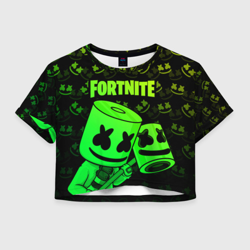 Женская футболка Crop-top 3D FORTNITE MARSHMELLO, цвет 3D печать