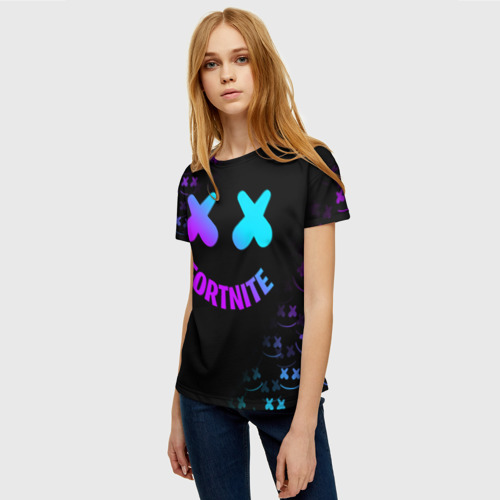Женская футболка 3D Fortnite x Marshmello, цвет 3D печать - фото 3