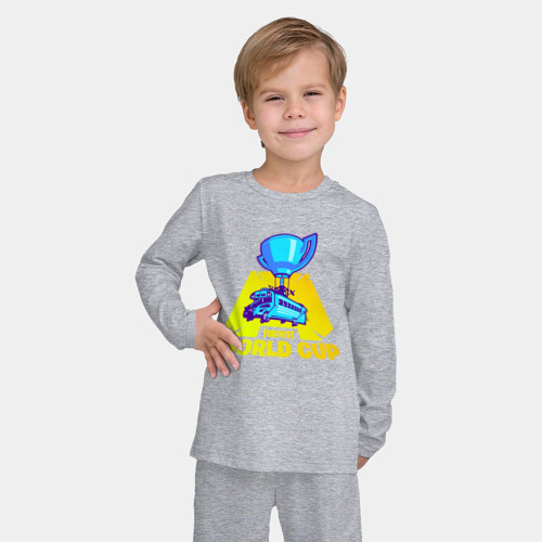 Детская пижама с лонгсливом хлопок World cup Fortnite, цвет меланж - фото 3