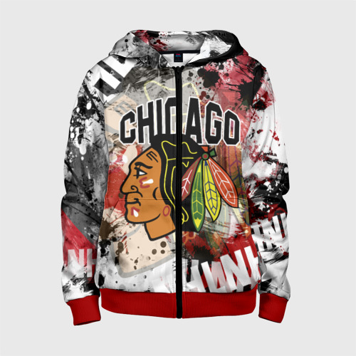 Детская толстовка 3D на молнии Chicago Blackhawks, цвет красный