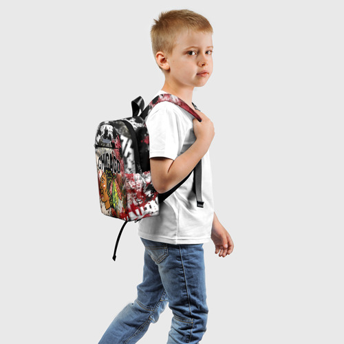 Детский рюкзак 3D с принтом Chicago Blackhawks, вид сзади #1