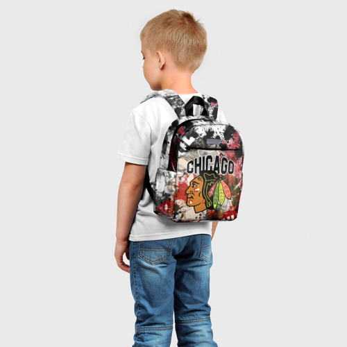 Детский рюкзак 3D с принтом Chicago Blackhawks, фото на моделе #1