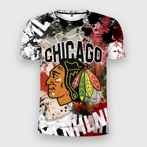 Мужская футболка 3D Slim с принтом Chicago Blackhawks, вид спереди #2
