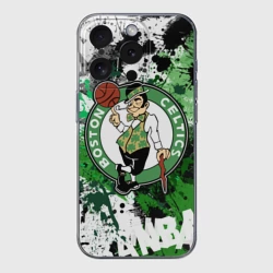 Чехол для iPhone 15 Pro Max силиконовый с защитой камеры Бостон Селтикс