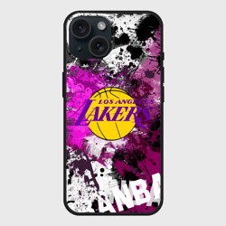 Чехол силиконовый для Apple iPhone 15 матовый Лос-Анджелес Лейкерс, Los Angeles Lakers