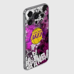 Чехол для iPhone 15 Pro Max силиконовый с защитой камеры Лос-Анджелес Лейкерс, Los Angeles Lakers - фото 2