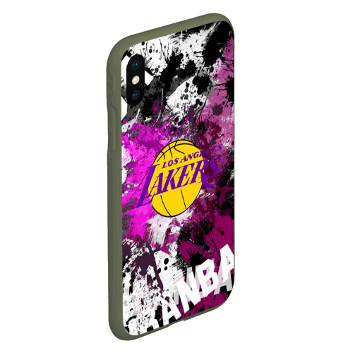 Чехол для iPhone XS Max матовый Лос-Анджелес Лейкерс, Los Angeles Lakers, цвет темно-зеленый - фото 3