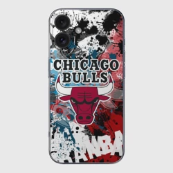 Чехол для iPhone 16 силиконовый с защитой камеры Чикаго Буллз
