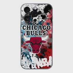 Чехол для iPhone 15 Pro Max силиконовый с защитой камеры Чикаго Буллз
