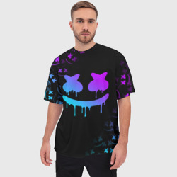 Мужская футболка oversize 3D Marshmello neon неон - фото 2