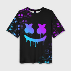 Женская футболка oversize 3D Marshmello neon неон