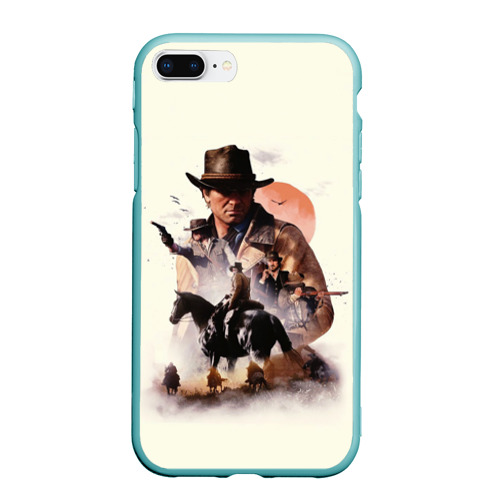 Чехол для iPhone 7Plus/8 Plus матовый Red dead Redemption 2 Art, цвет мятный