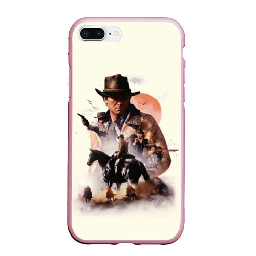 Чехол для iPhone 7Plus/8 Plus матовый Red dead Redemption 2 Art, цвет розовый