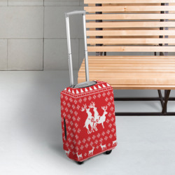 Чехол для чемодана 3D Свитер с оленями красный - фото 2