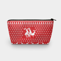 Косметичка 3D Свитер с оленями красный
