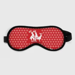 Маска для сна 3D Свитер с оленями красный