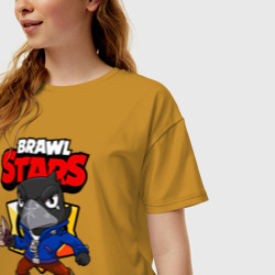 Женская футболка хлопок Oversize Brawl Stars crow - фото 2