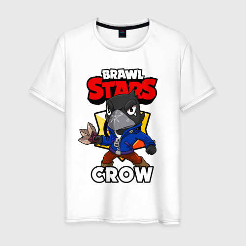 Мужская футболка хлопок Brawl Stars crow, цвет белый