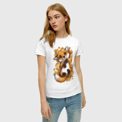 Женская футболка хлопок Осенний лисёнок - фото 2