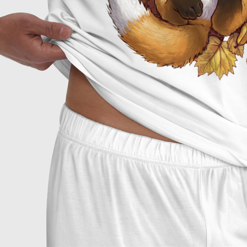 Мужская пижама хлопок Осенний лисёнок, цвет белый - фото 6