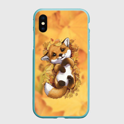 Чехол для iPhone XS Max матовый Осенний лисёнок