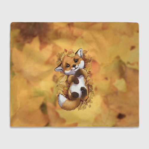 Плед с принтом Осенний лисёнок, вид спереди №1