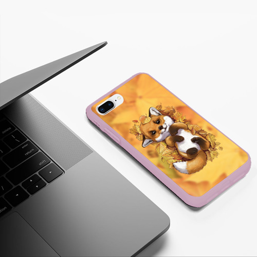 Чехол для iPhone 7Plus/8 Plus матовый Осенний лисёнок, цвет розовый - фото 5
