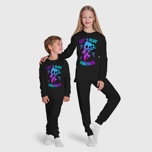 Детская пижама с лонгсливом хлопок Fortnite x Marshmello, цвет черный - фото 9
