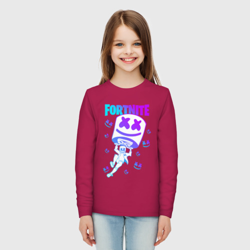 Детский лонгслив хлопок Fortnite x Marshmello, цвет маджента - фото 5