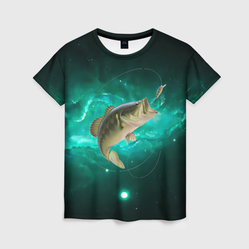Женская футболка 3D с принтом Рыбалка на карпа, вид спереди #2