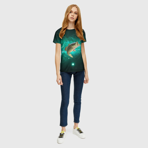 Женская футболка 3D с принтом Рыбалка на карпа, вид сбоку #3