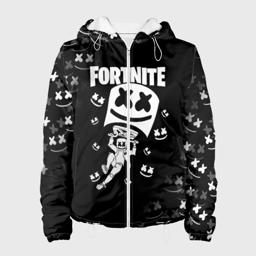Женская куртка 3D с принтом Fortnite x Marshmello, вид спереди #2