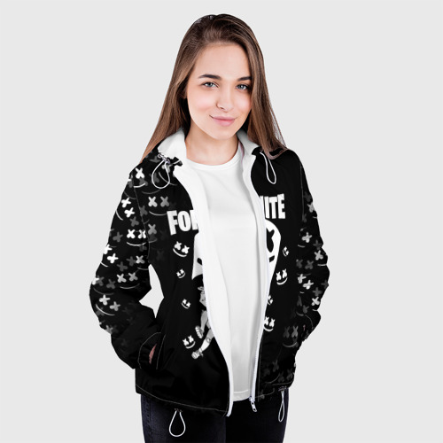 Женская куртка 3D с принтом Fortnite x Marshmello, вид сбоку #3