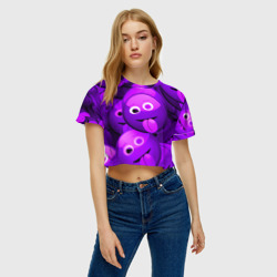 Женская футболка Crop-top 3D Неоновые смайлы - фото 2