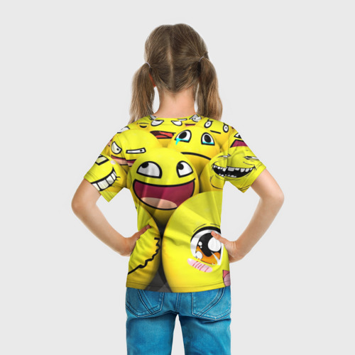 Детская футболка 3D Желтые смайлики, цвет 3D печать - фото 6