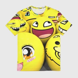 Мужская футболка 3D Желтые смайлики
