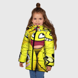 Зимняя куртка для девочек 3D Желтые смайлики - фото 2