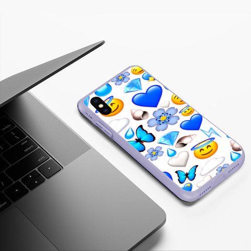 Чехол для iPhone XS Max матовый Смайлики, цвет светло-сиреневый - фото 5