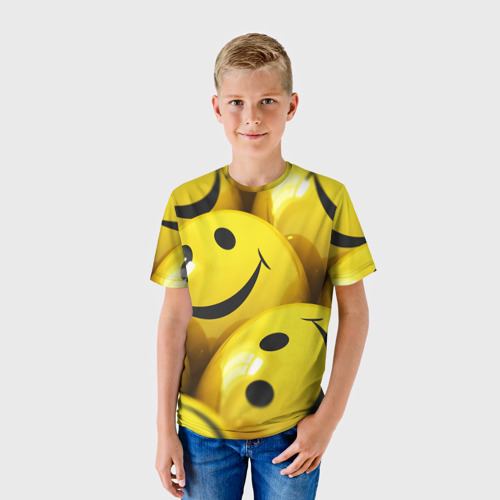 Детская футболка 3D Yellow smile, цвет 3D печать - фото 3