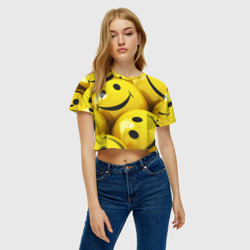 Женская футболка Crop-top 3D Yellow smile - фото 2