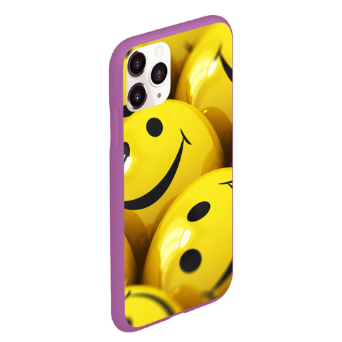 Чехол для iPhone 11 Pro Max матовый Yellow smile, цвет фиолетовый - фото 3