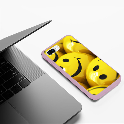 Чехол для iPhone 7Plus/8 Plus матовый Yellow smile, цвет розовый - фото 5