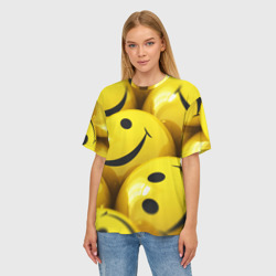 Женская футболка oversize 3D Yellow smile - фото 2