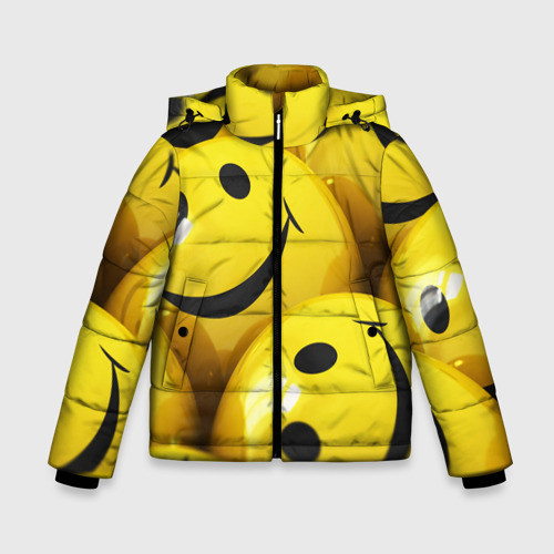 Зимняя куртка для мальчиков 3D Yellow smile, цвет черный