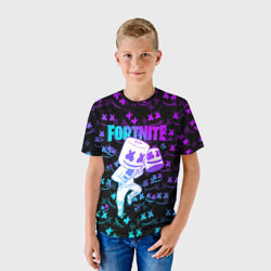 Детская футболка 3D Fortnite Marshmello neon Фортнайт - фото 2