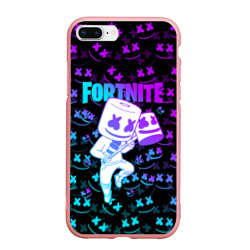 Чехол для iPhone 7Plus/8 Plus матовый Fortnite Marshmello neon Фортнайт