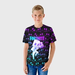 Детская футболка 3D Fortnite Marshmello neon Фортнайт - фото 2