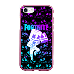 Чехол для iPhone 7/8 матовый Fortnite Marshmello neon Фортнайт